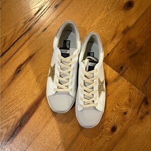 Golden Goose White and Gold Star Sneakers